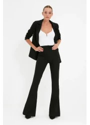  Collection High Waist Black Flare Woven Fabric Pants - Bell Bottom Twoaw20Pl0094