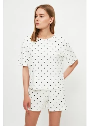  Collection Polka Dot White 100% Cotton Shorts Sleepwear Set - Thmss21Pt1485
