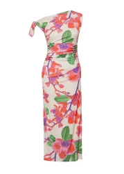  Collection Limited Edition Multicolor Floral Printed Knitted Maxi Stretchy Pencil Dress TWOSS24EL00563