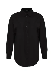  Collection Black Single Pocket Boyfriend/Wide Fit Cotton Woven Shirt TWOAW20GO0115