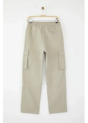  Collection بنطال كارجو بقصة عادية بلون حجري للجنسين - خصر مطاطي، قصة مربوطة TMNSS24PL00003