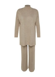  Modest Mink Slit Knitwear - Wide Leg and Bottom-Top Set (Tctaw24Us00028)
