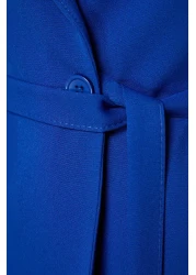  Modest Blue Lacing Detailed Lined Crepe Jacket-Pants Woven Bottom-Top Suit TCTSS23US00044