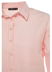  Collection Pink Single Pocket Boyfriend/Wide Fit Cotton Woven Shirt TWOAW20GO0115
