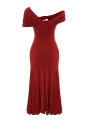  Collection Tile Asymmetric Collar Knitted Stylish Evening Dress Night Graduation Dress Tprss24El00046