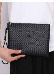 Braiding Style Men PU Leather Wallet Purse Money Credit Card Holders Men Wallet Money Bag Business Casual Handbag Wristlet Bag Underarm Bag Envelope Bag Square Bag Student Travel Winter Large Capacity