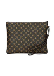 حقيبة الرجال الجلدية الأنيقة بسحاب من البولي يوريثان، محفظة رجالية من جلد البولي يوريثان باللون البني، محفظة