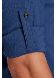  Collection Khaki Regular Fit Apache Collar Linen Shirt Tmnss20Go0443