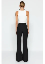  Collection High Waist Black Flare Woven Fabric Pants - Bell Bottom Twoaw20Pl0094