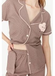  Collection Mink Printed Shirt-Pants Knitted Pajamas Set THMSS21PT0876