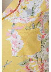  Collection Floral Patterned Yellow Cotton Sleepwear Set - Shirt and Pants THMSS20PT0063