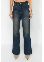  Collection Dark Blue High Waist Wide Leg Wide Leg Jeans Twoaw24Je00313