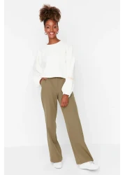  Collection High Waist Wide Leg Pleated Fabric Pants - Light Khaki Twoaw21Pl0076