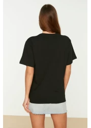  Collection Black Oversize Crew Neck 100% Cotton T-Shirt - Twoss20Ts0134