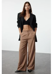  Collection بنطال مطوي بأرجل واسعة بلون المنك - TWOSS21PL0189