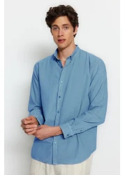  Collection Blue Unisex Regular Fit 100% Cotton Linen Look Shirt Tmnss23Go00099