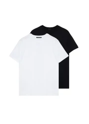  Collection Black-White Slim Fit Short Sleeve T-Shirts 100% Cotton 2-Pack - Tmnss19Bo0075