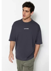  Collection تي شيرت أنثراسايت رقيق مطبوع كبير الحجم - 100% Tinne TMNSS23TS00171