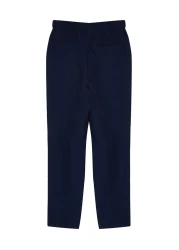  Collection Navy Blue Linen Look Elastic Waist Tied Trousers - Tmnss20Pl0547