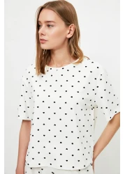  Collection Polka Dot White 100% Cotton Shorts Sleepwear Set - Thmss21Pt1485