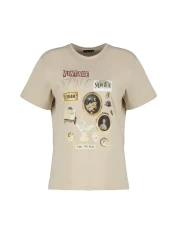  Collection تي شيرت محبوك من Premium Stone 100% قطن مطبوع كبير الحجم/قصة واسعة ورقبة دائرية TWOSS23TS00282