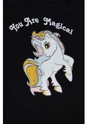  Collection طقم بيجامة محبوكة من القطن الأسود مع تفاصيل الأنابيب المطبوعة الترفيهية THMSS21PT0953