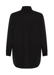  Collection Black Single Pocket Boyfriend/Wide Fit Cotton Woven Shirt TWOAW20GO0115