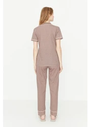  Collection Mink Printed Shirt-Pants Knitted Pajamas Set THMSS21PT0876