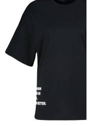  Collection Black 100% Cotton Slogan Printed Oversize/Wide Fit Crew Neck Knitted T-Shirt TWOSS23TS00183