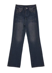  Collection Dark Blue High Waist Wide Leg Wide Leg Jeans Twoaw24Je00313
