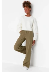  Collection High Waist Wide Leg Pleated Fabric Pants - Light Khaki Twoaw21Pl0076