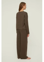  Collection Brown Corded Knitted Pajama Set Thmaw21Pt0684