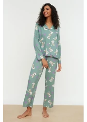  Collection Multicolor Rabbit Print Viscose Woven Pajamas Set Thmaw21Pt0048