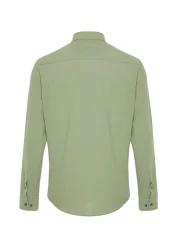  Collection قميص أخضر بقصة ضيقة مع كتاف - كم طويل، 100% قطن، TMNSS20GO0189