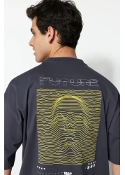  Collection تي شيرت أنثراسايت رقيق مطبوع كبير الحجم - 100% Tinne TMNSS23TS00171