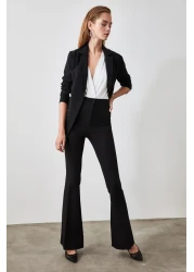  Collection High Waist Black Flare Woven Fabric Pants - Bell Bottom Twoaw20Pl0094