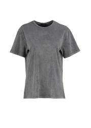  Collection Anthracite 100% Cotton Faded Effect Back Printed Boyfriend Crew Neck Knitted T-Shirt TWOSS23TS00109
