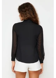  Collection Transparent Black Woven Shirt - Regular Fit, TWOAW20GO0116