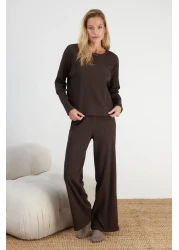  Collection Brown Corded Knitted Pajama Set Thmaw21Pt0684