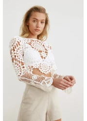  Collection Ecru Crop Knitwear Look Beach Blouse Tbess20Bz0572