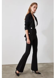  Collection High Waist Black Flare Woven Fabric Pants - Bell Bottom Twoaw20Pl0094