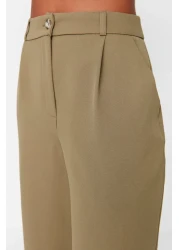  Collection High Waist Wide Leg Pleated Fabric Pants - Light Khaki Twoaw21Pl0076