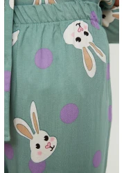  Collection Multicolor Rabbit Print Viscose Woven Pajamas Set Thmaw21Pt0048