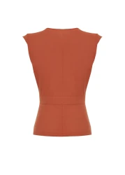  Collection Tile Woven Bone Button Detailed Double Breasted Blouse TWOSS20BZ0707