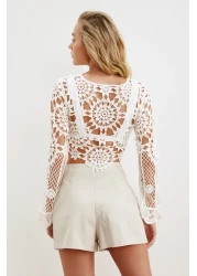  Collection Ecru Crop Knitwear Look Beach Blouse Tbess20Bz0572