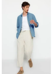  Collection Blue Unisex Regular Fit 100% Cotton Linen Look Shirt Tmnss23Go00099