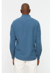  Collection Indigo Slim Fit Epaulettes Shirt - Long Sleeve, 100% Cotton, Tmnss20Go0189