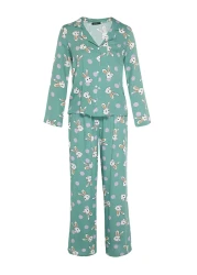  Collection Multicolor Rabbit Print Viscose Woven Pajamas Set Thmaw21Pt0048