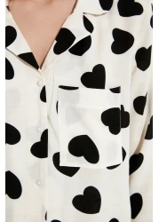  Collection Ecru Heart Viscose Woven Pajamas Set Thmaw21Pt0936