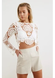  Collection Ecru Crop Knitwear Look Beach Blouse Tbess20Bz0572